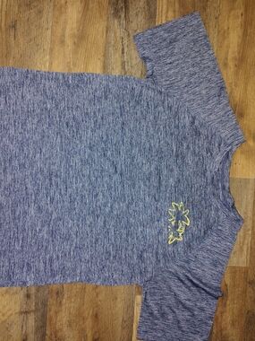 Heather Blue Short Sleeve Kids Tee with Yellow Floral Accent